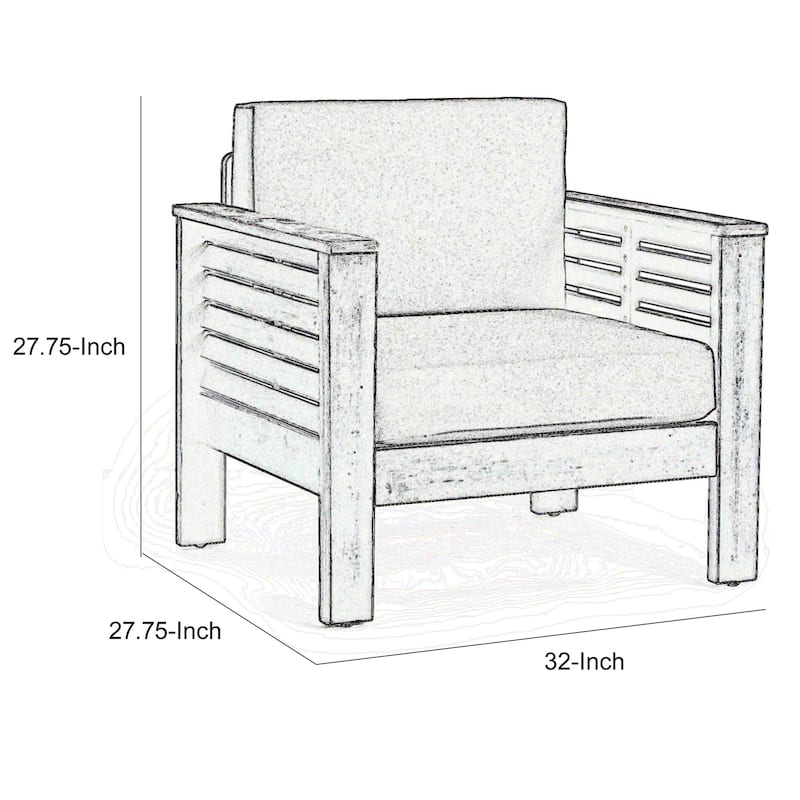 Siyal Outdoor Club Accent Chair Set of 2, Soft Beige, Brown Acacia Wood