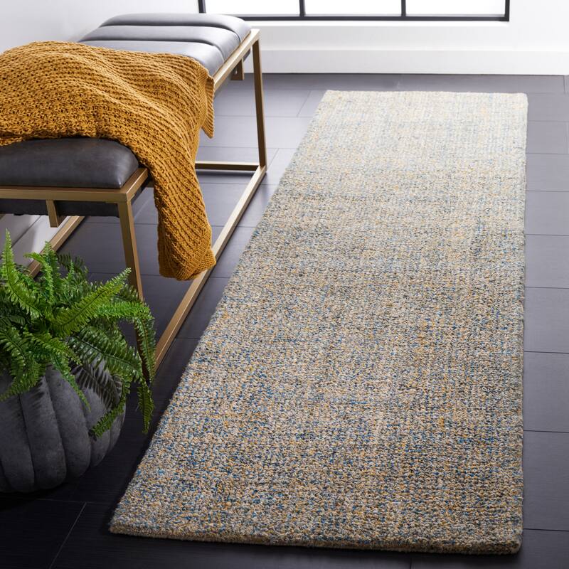 SAFAVIEH Handmade Abstract Behice Modern Wool Rug - 2'3" x 8' Runner - Blue/Gold