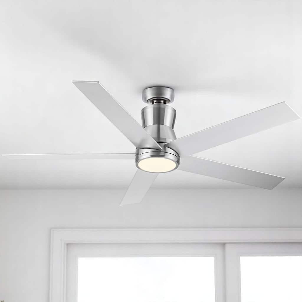 52-Inch Ceiling Fan with LED Light and Remote Control, Silver Finish, DC Motor,Energy-Efficient Ceiling Fan for Medium Rooms