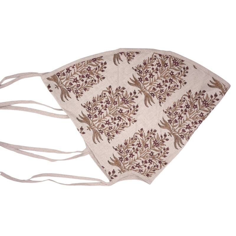 Fabdivine Hand Block Floral Soft Pure Linen Fabric Home Décor Christmas Tree Skrit