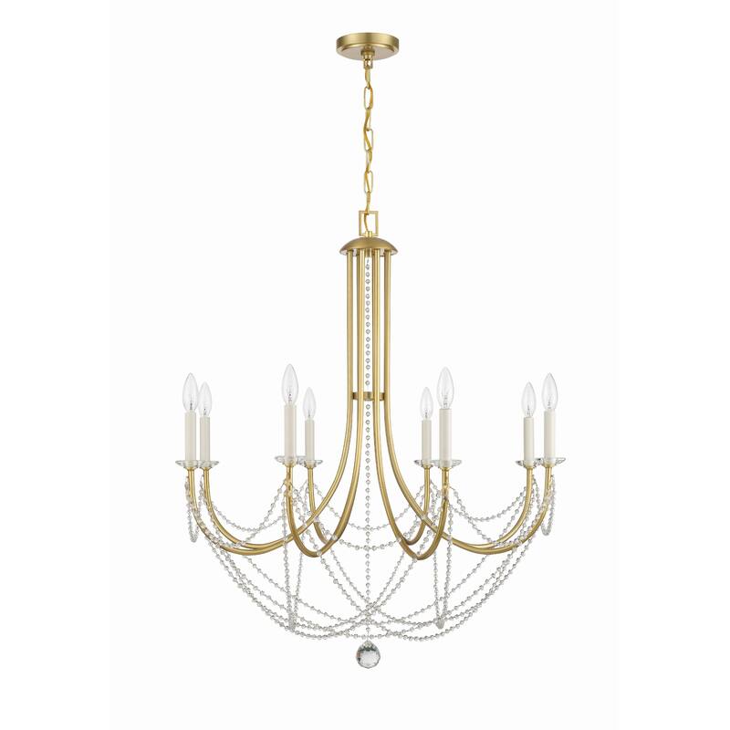 Delilah 8 Light Aged Brass Chandelier - 31.5"W x 37"H