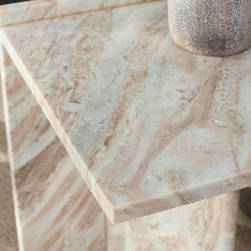 SAFAVIEH Home Shivianna Marble Side Table - 16"W x 12"D x 24"H
