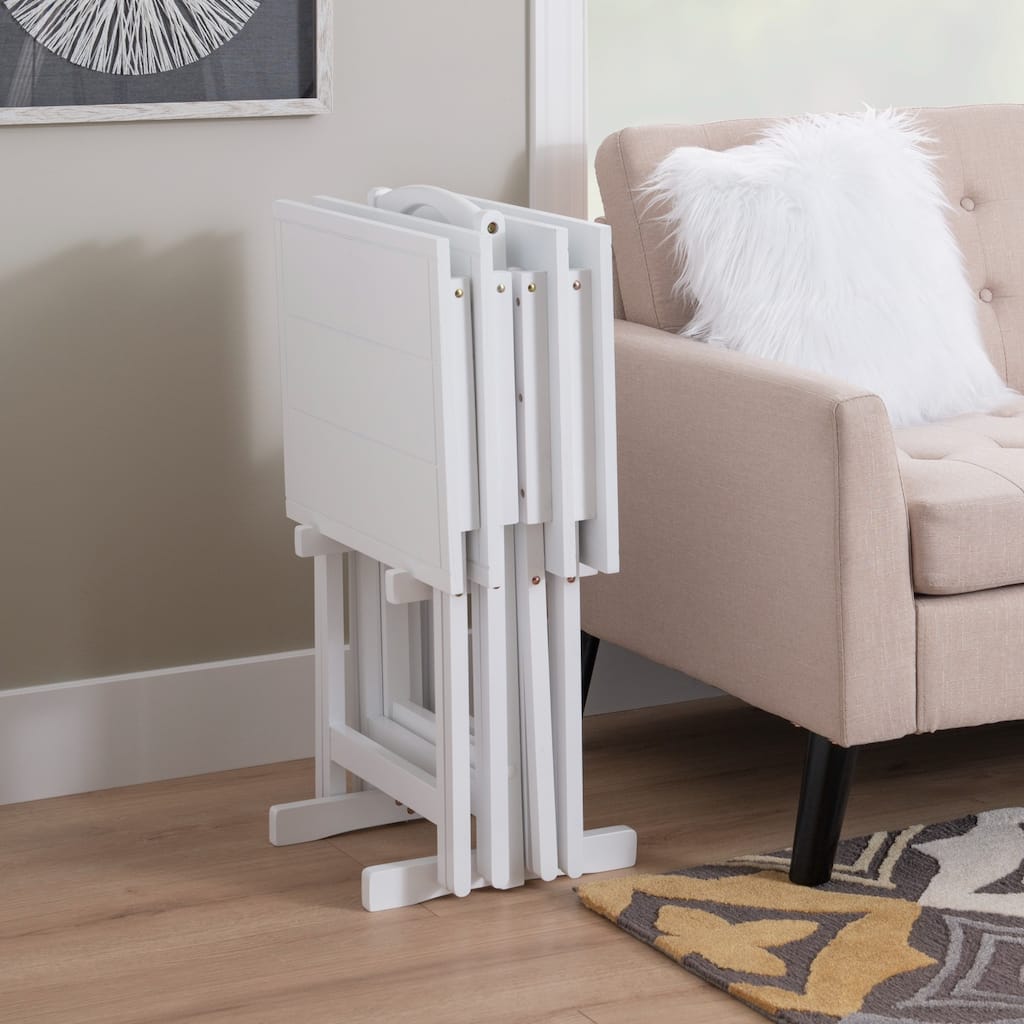 4-Piece Folding Tray Table Set - 26.5" - White