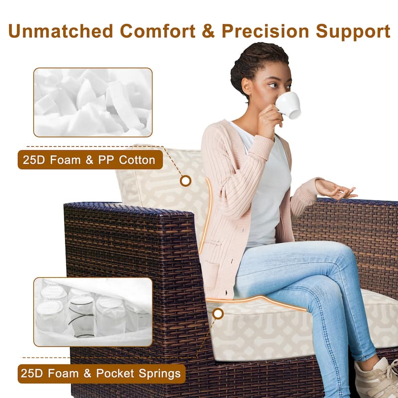 Aoodor 24x24x6 Inch Outdoor Patio Chair Cushions Set, Weather-Resistant Sunbrella Fabric Outdoor Cushion, Set of 2