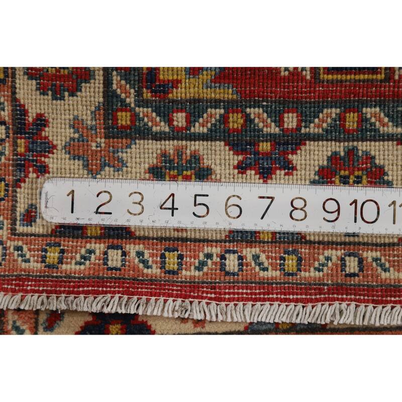 Hand Knotted Oriental 100% Wool Carpet Traditional Geometric Red Kazak Area Rug - 3' 0'' X 2' 0''