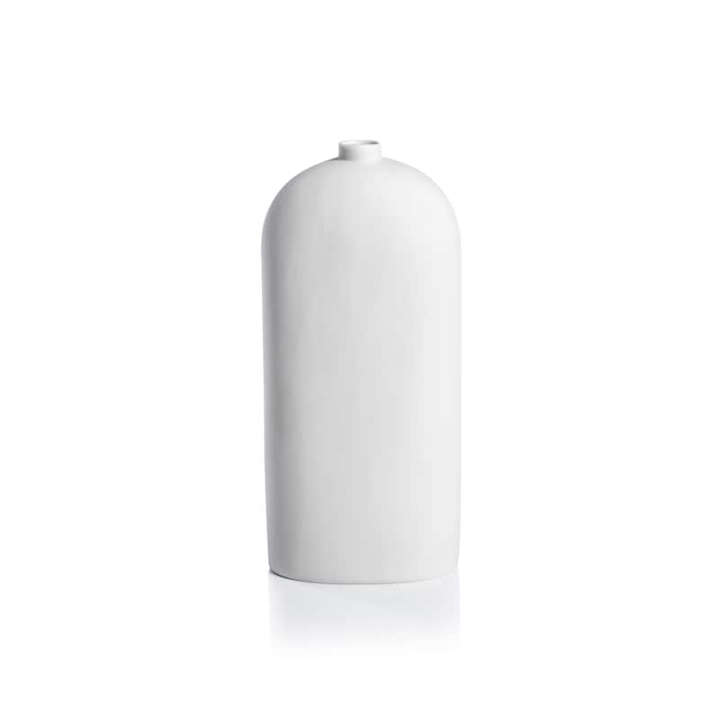 Lucca All-White Ceramic Vase - Large- 5" x 11"