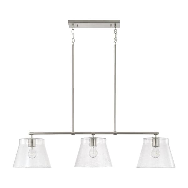 slide 2 of 4, Baker 3-light Island Fixture/ Linear Chandelier Brushed Nickel