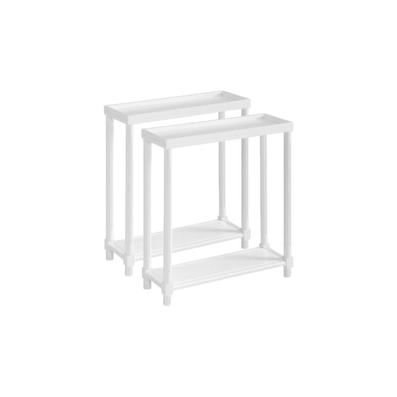 HomeRoots Set Of Two 24" White Wood Rectangular End Tables With Shelf - 22
