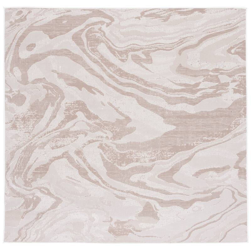 Martha Stewart by SAFAVIEH Washable Lyan Indoor/ Outdoor Waterproof Rug - 6'7" Square - Ivory/Beige