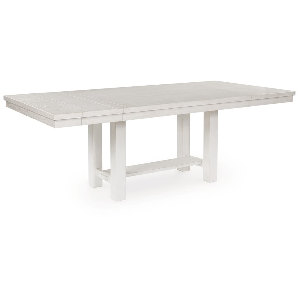Fleur Dining Table with 2 Extension Leaves, White Wood, 62-86 Inch