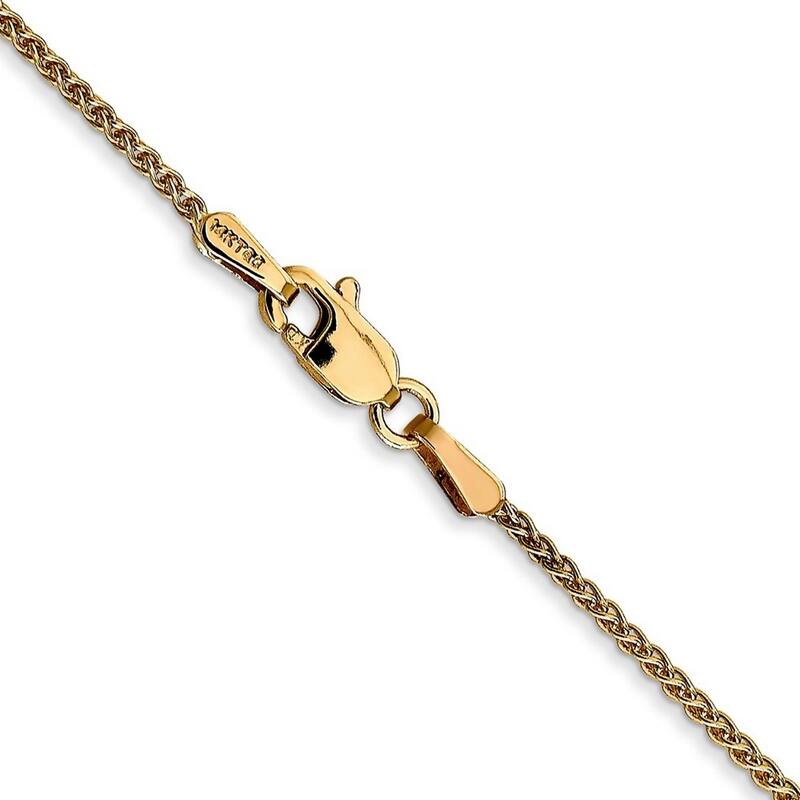 Curata 14k Yellow Gold 1.25mm Spiga Wheat Chain Necklace (Lobster) Options: 16 18 20 24 30