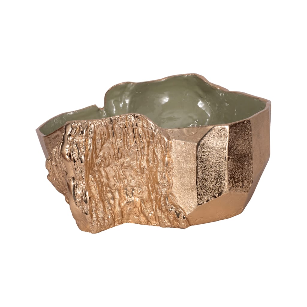 Modern Abstract Metal Decorative Bowl for Home Decor - 15", Gold