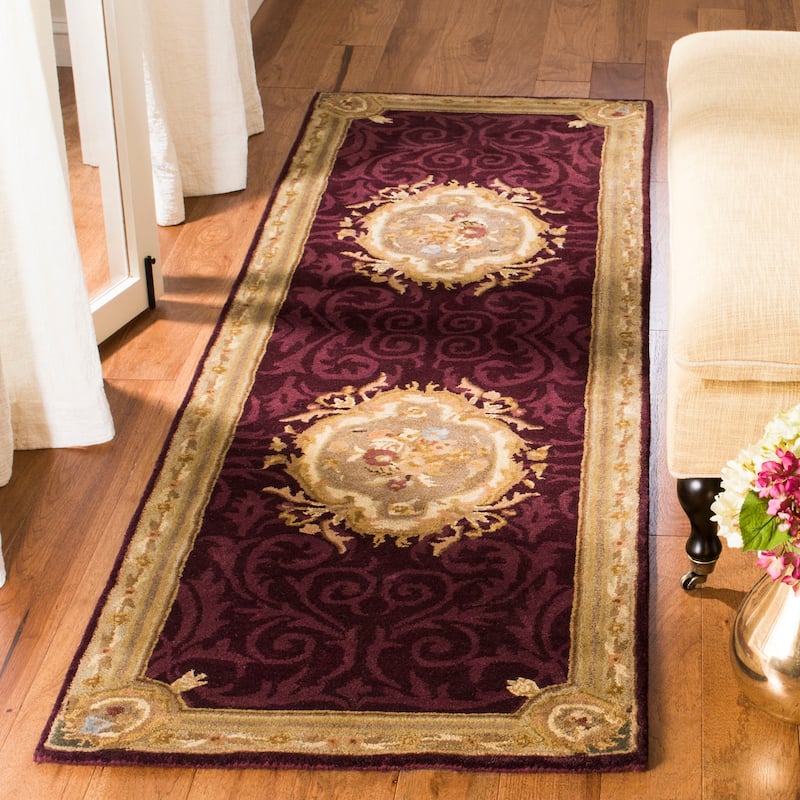 SAFAVIEH Handmade Empire Zekija Traditional Oriental Wool Rug - 2'6" x 10' Runner - Dark Red/Dark Beig