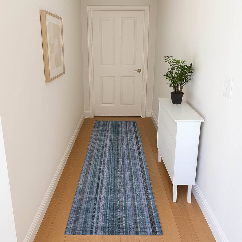 Premium Washable Super Soft Striped Mayfield Rug - Blue - 2'3" x 7'6"