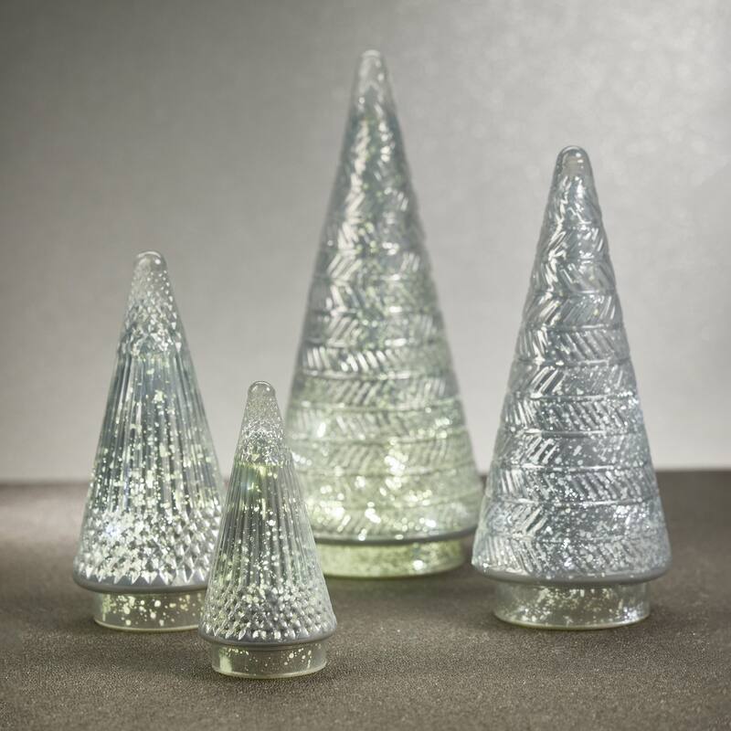 Stella 14" Tall Antique Glass LED Tabletop Holiday Tree