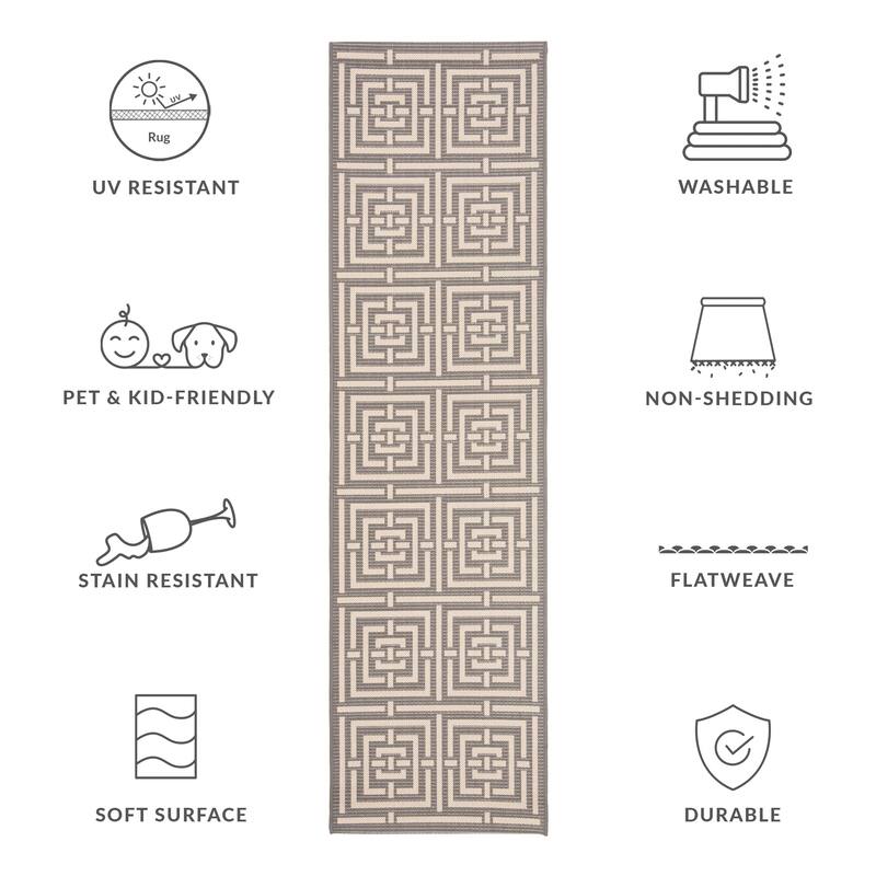SAFAVIEH Courtyard Errica Indoor/ Outdoor Waterproof Patio Backyard Rug