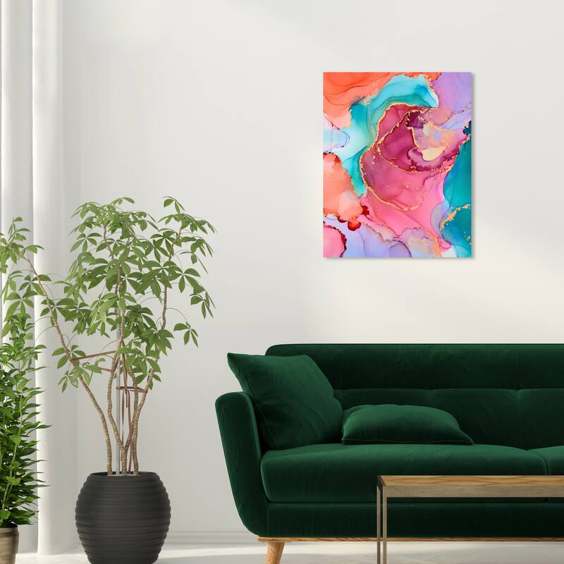 Wynwood Studio Abstract Moon Color Inks Red and Dark Red Glam Wall Art Canvas Print - 24 x 20