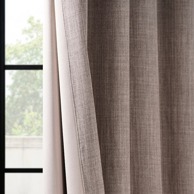 Exclusive Fabrics Textured Faux Linen Room Darkening Curtains for Bedroom & Living Room Curtains (1 Panel)