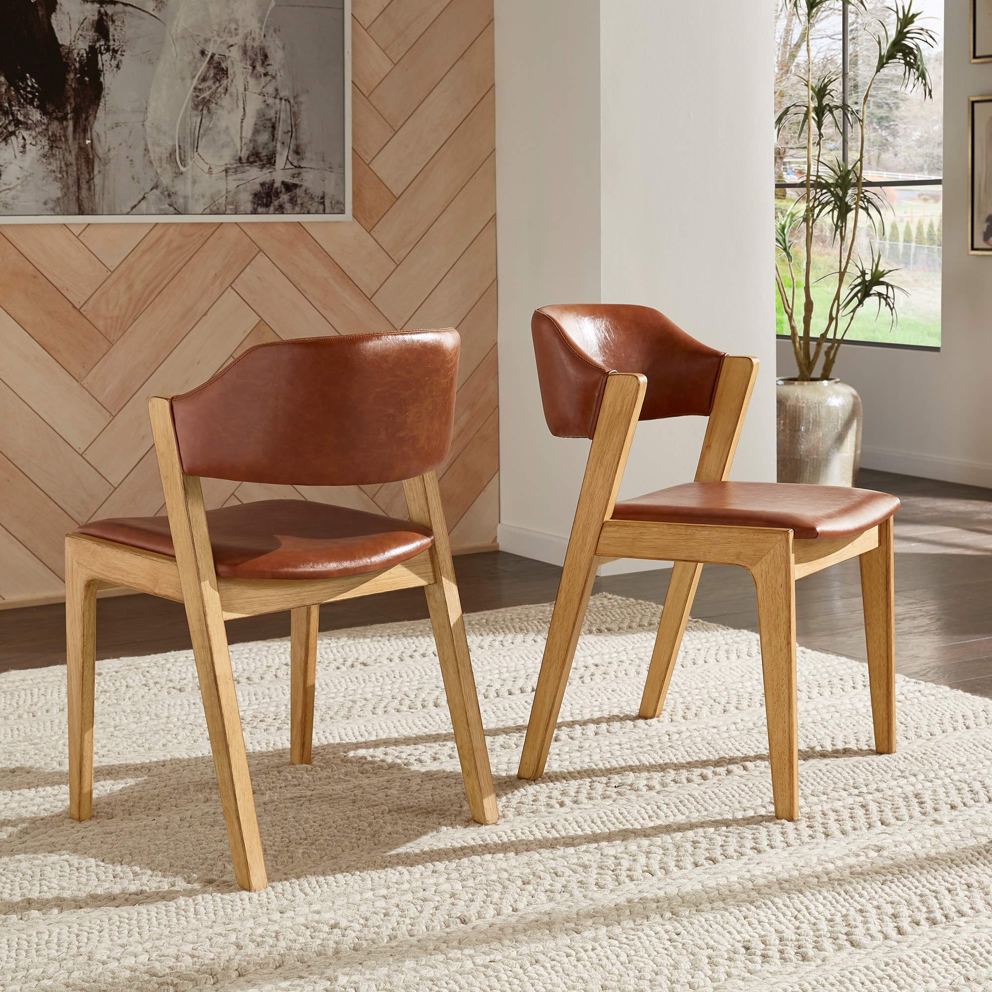 Pitea Scandinavian Wood Finish Dining Chairs (Set of 2) by iNSPIRE