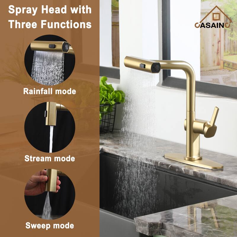 Single Handle Pull Down Sprayer Kitchen Faucet with Motion Sense Wave, Power Boost