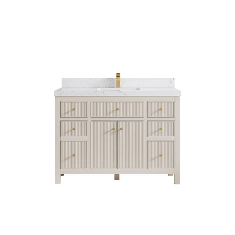 Willow Collections 48 in W x 22 in D Sonoma Free Standing Reeded Single Sink Bathroom Vanity with Countertop