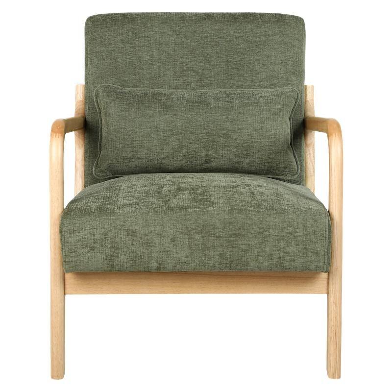 Mid-Century Modern Accent Chair with Solid Wood Frame and Detachable Lumbar Pillow for Living Room or Bedroom