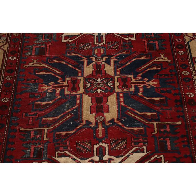 Hand Knotted Oriental 100% Wool Carpet Traditional Tribal Red Gharajeh Area Rug - 13' 8'' X 5' 1''