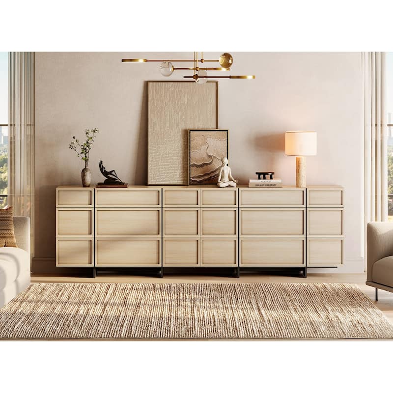 WAMPAT Modern Dresser for Bedroom, Wooden Chest of Drawers with T-Shaped Wood Legs