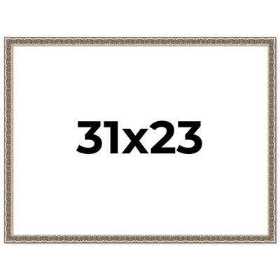 31x23 Frame Silver Versailles Ornate Solid Wood Picture Frame | 1 Inch
