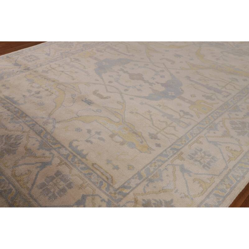 Earth Tone Oushak Area Rug Hand-Knotted Wool Carpet - 8'0" x 9'10"