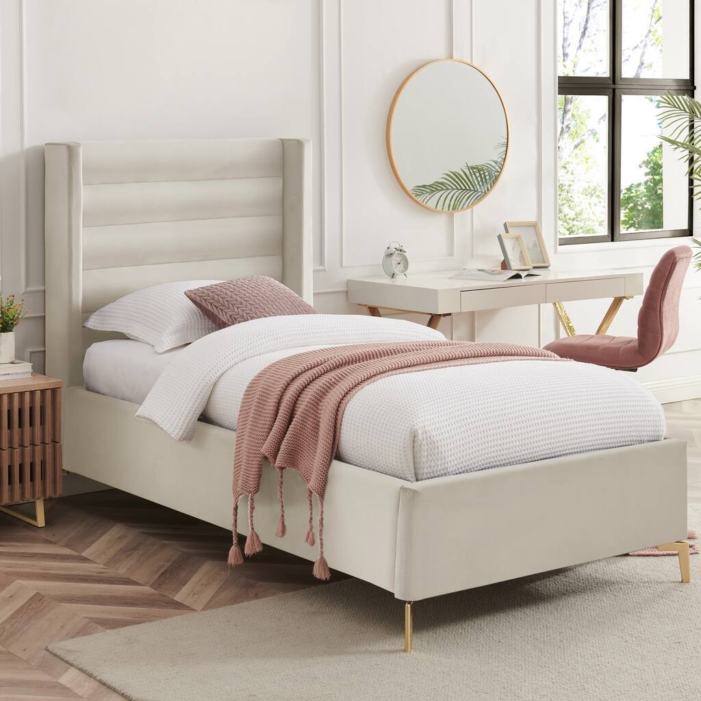 Raziel Upholstered Velvet Platform Bed