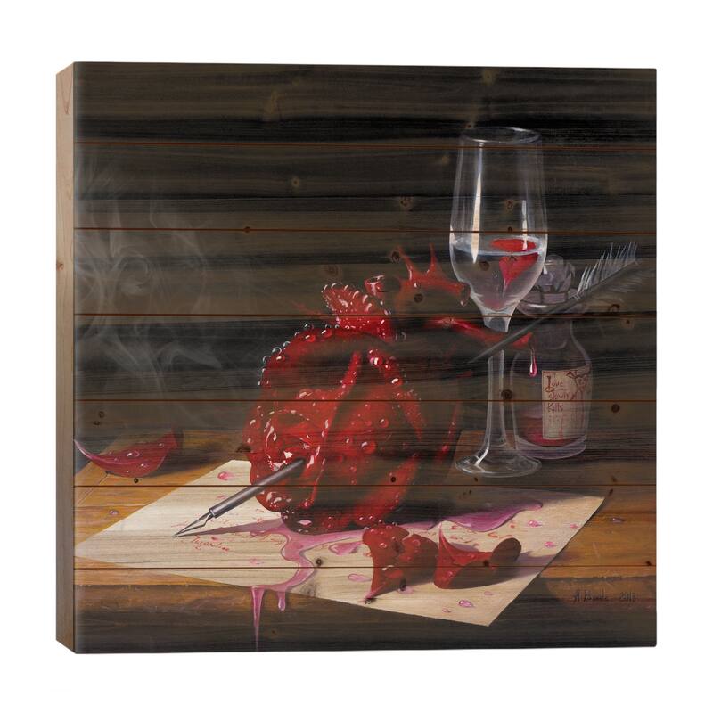 Love Slowly Kills III Print On Wood by Adrian Borda - Multi-Color - 26x26x1.5