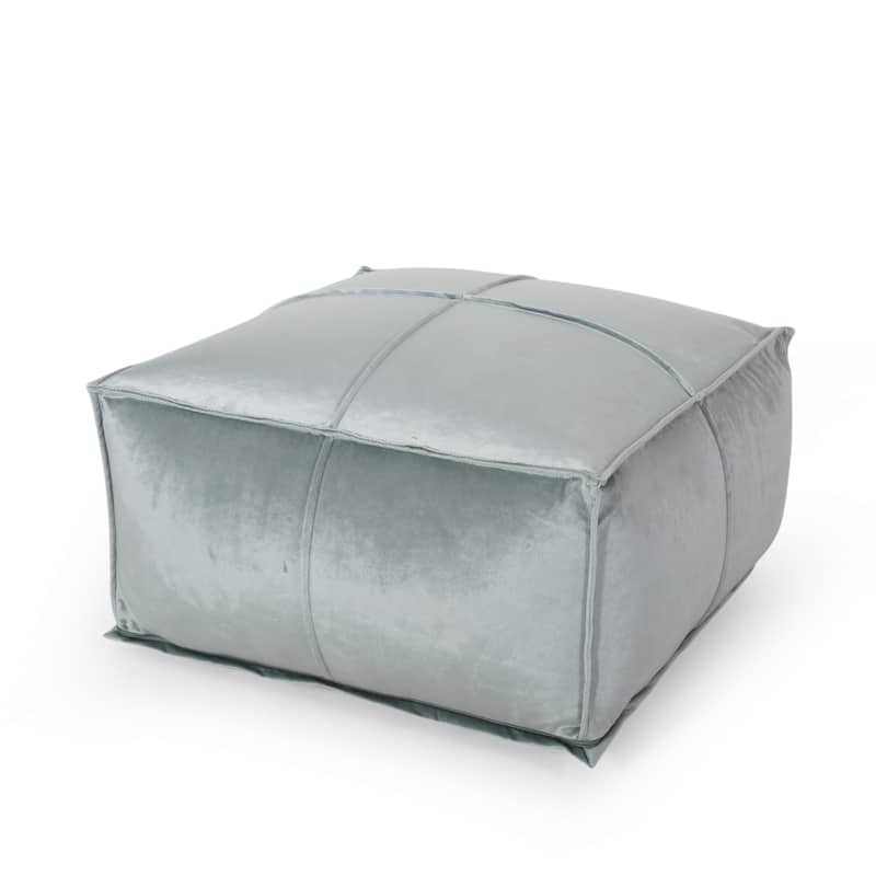 Nakisha Velvet Square Bean Bag Ottoman by Christopher Knight Home