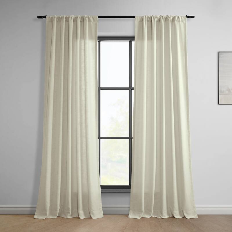 Exclusive Fabrics Classic Faux Linen Curtain (1 Panel) - 50 X 84 - Light Tan
