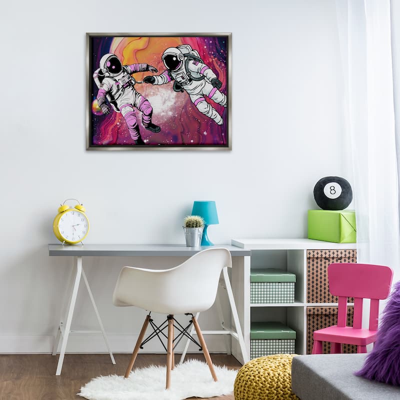Stupell Swirling Cosmic Space Astronauts Framed Floater Canvas Wall Art Design By Jesse Keith