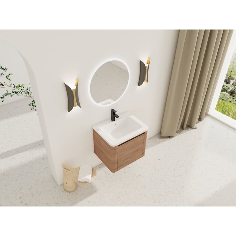 Wall-Mounted Bathroom Vanity with Ceramic Sink