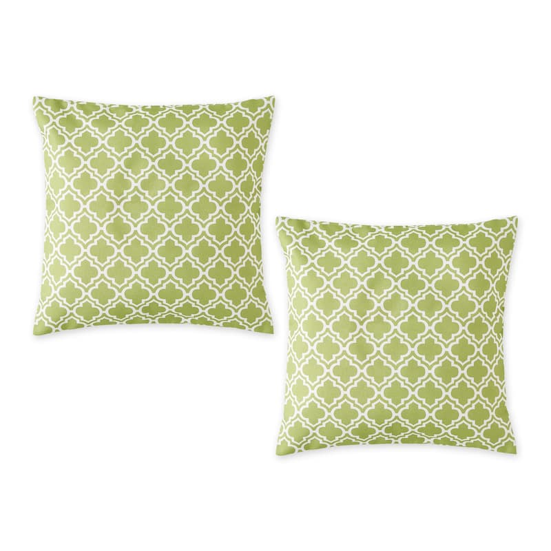Green Lattice Outdoor Pillow Cover 18x18 (Set of 2) - Green Lattice
