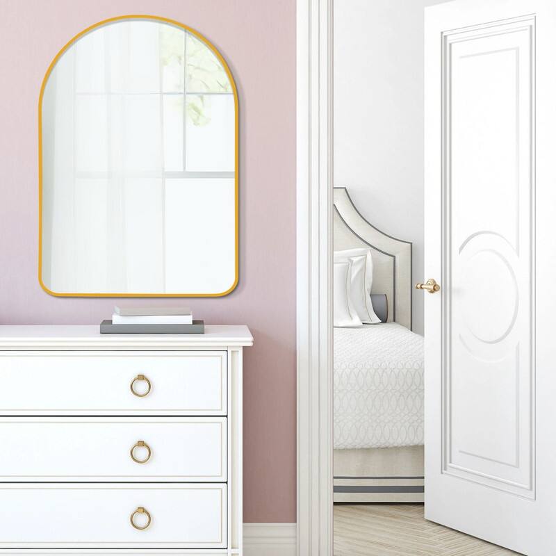 Arch Bathroom Wall Mirror Large Metal Frame Wall Mounted Mirror for Bedroom Living Room Dresser Entryway Decor