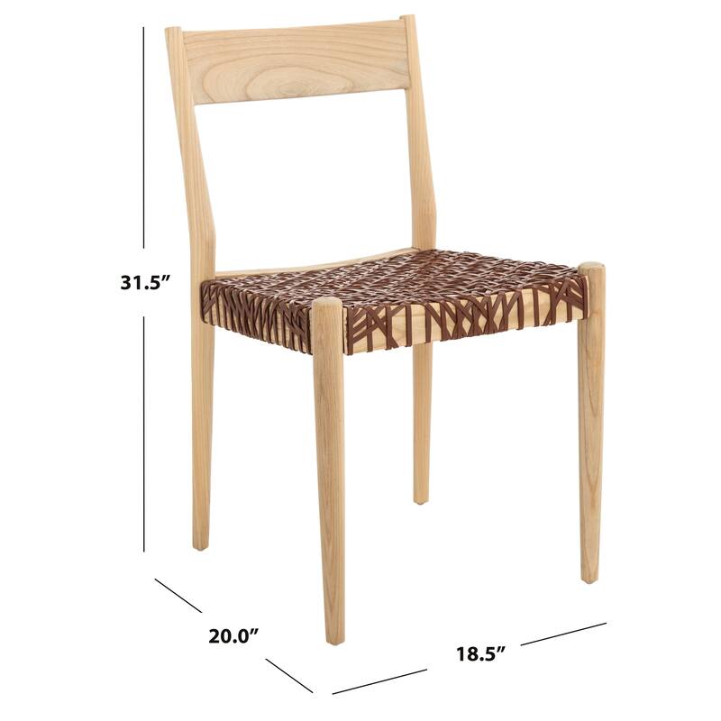 SAFAVIEH Margarete Woven Leather Dining Room Chair (Set of 2) - 18.5" W x 20" L x 31.5" H - 19Wx20Dx32H