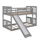 preview thumbnail 8 of 25, Built-in Design Twin Over Twin Bunk Bed with Slide and Ladder,House Shape Design