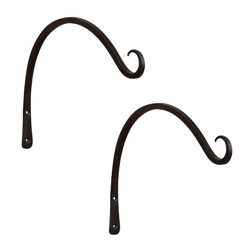 Achla Designs Set of 2 Wall Mounted Up Curled Brackets, 11.5 Inch Tall, Black Powder Coat Finish