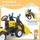 preview thumbnail 5 of 9, Pedal-Powered Kids Ride-On Excavator with Working Dirt Bucket, Detachable Trailer, 6 Wheels, and Sturdy Metal Frame - Yellow