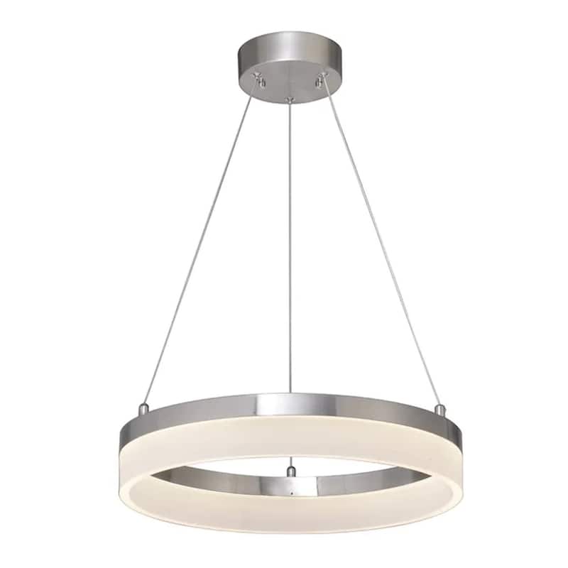 Edge-Lit 16"w 1-Light Round LED Ribbon Chandelier Light Brushed Nickel Finish - Brushed Nickel