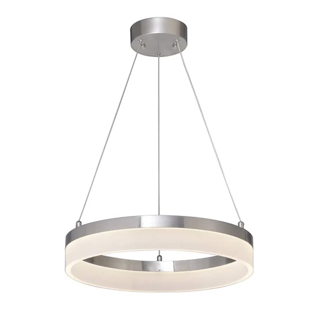 Edge-Lit 16"w 1-Light Round LED Ribbon Chandelier Light Brushed Nickel Finish