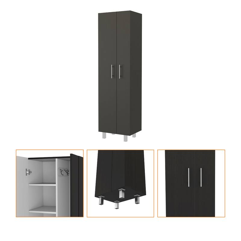 Norway Broom Closet Pantry, Five Shelves, and Double Door Cabinet - N/A