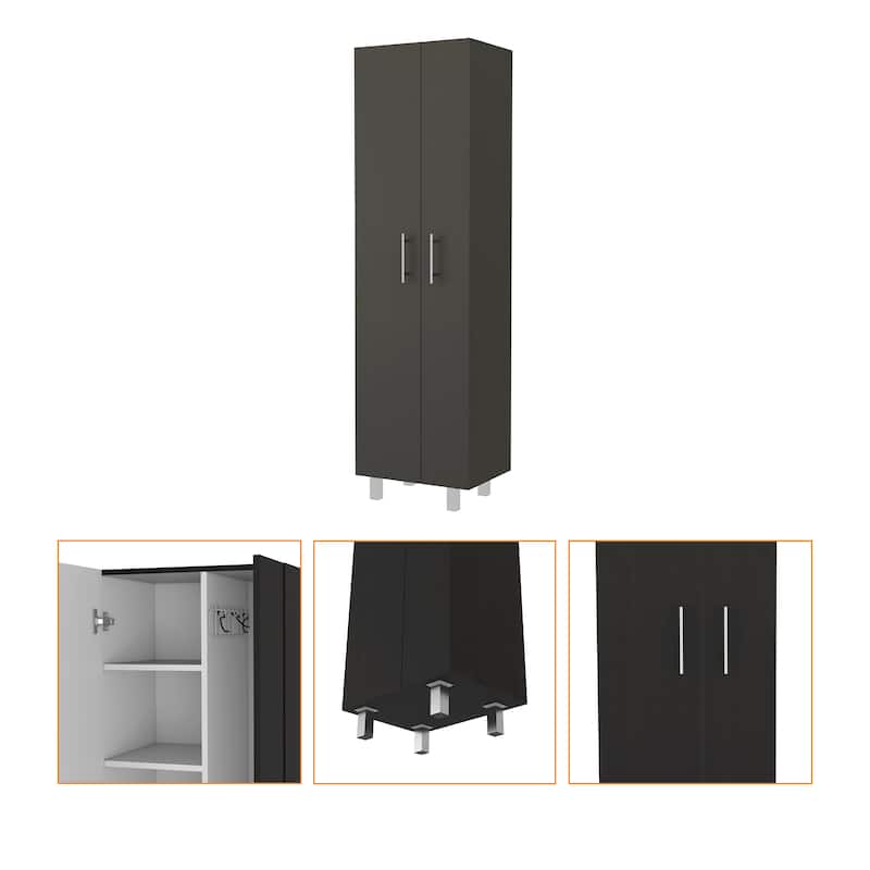 Norway Broom Closet Pantry, Five Shelves, and Double Door Cabinet - N/A