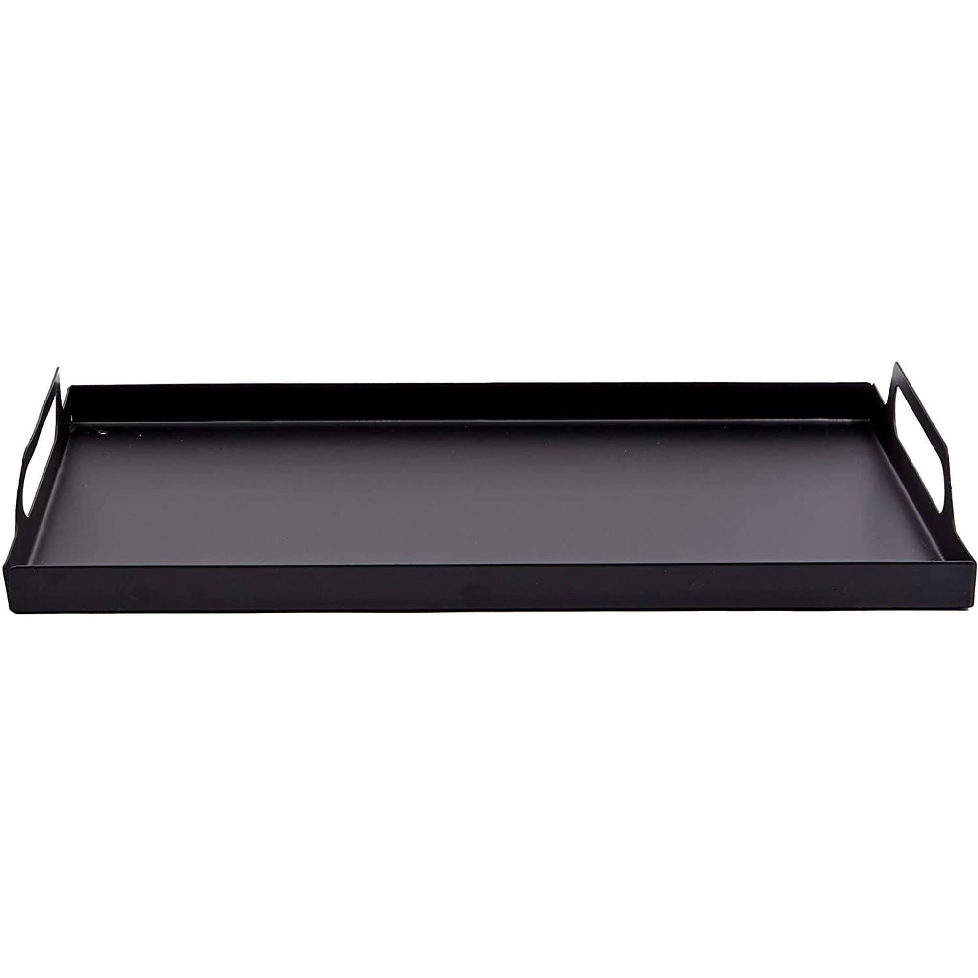 Farmlyn Creek Black Metal Serving Tray with Handles, Rustic Decor (15.75 x 9.25 x 2 in, 1 Piece