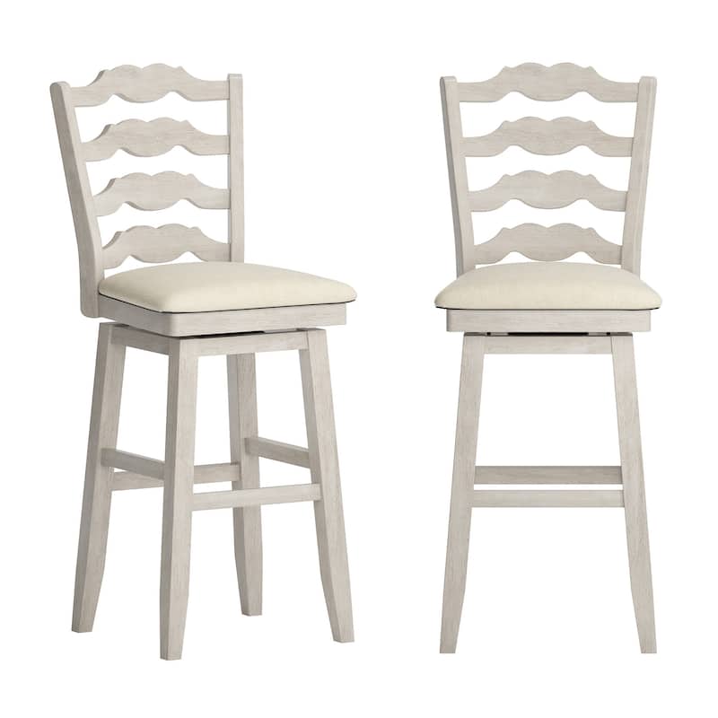Ronda French Ladder Back Swivel Stool - Antique White - Bar Height