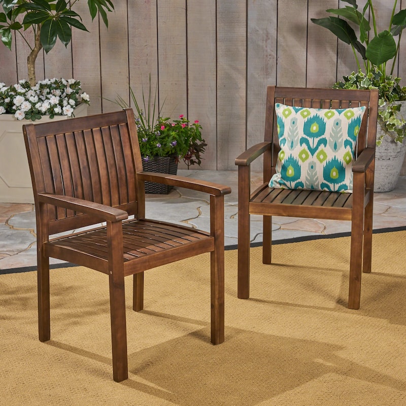 Wilson Outdoor Acacia Wood Dining Chairs (Set of 2) by Christopher Knight Home