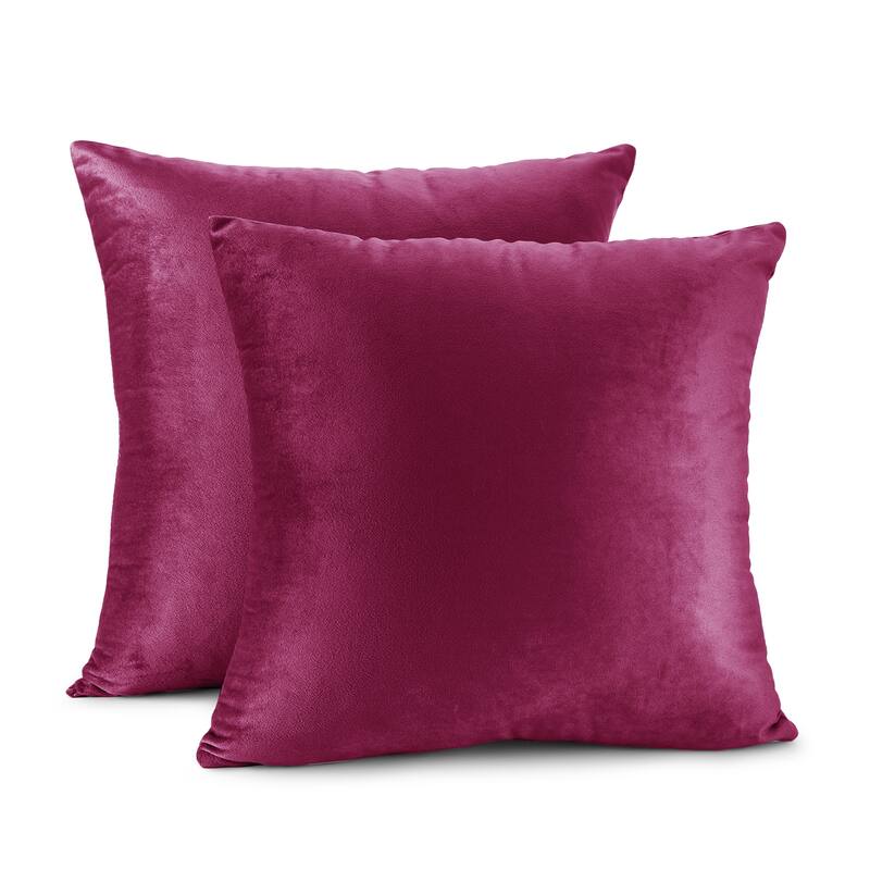 Porch & Den Cosner Microfiber Velvet Throw Pillow Covers (Set of 2) - 24" x 24" - Magenta